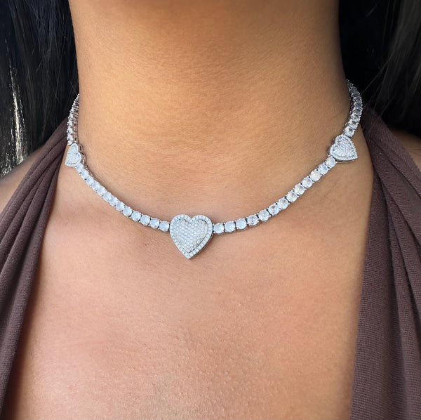 Queen Of Hearts Classic Tennis Necklace