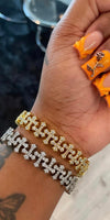 Mirrored Filigree Cross Tennis Bracelet