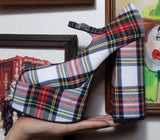 Plaid School Girl Chunky Heel Pump w/ankle strap